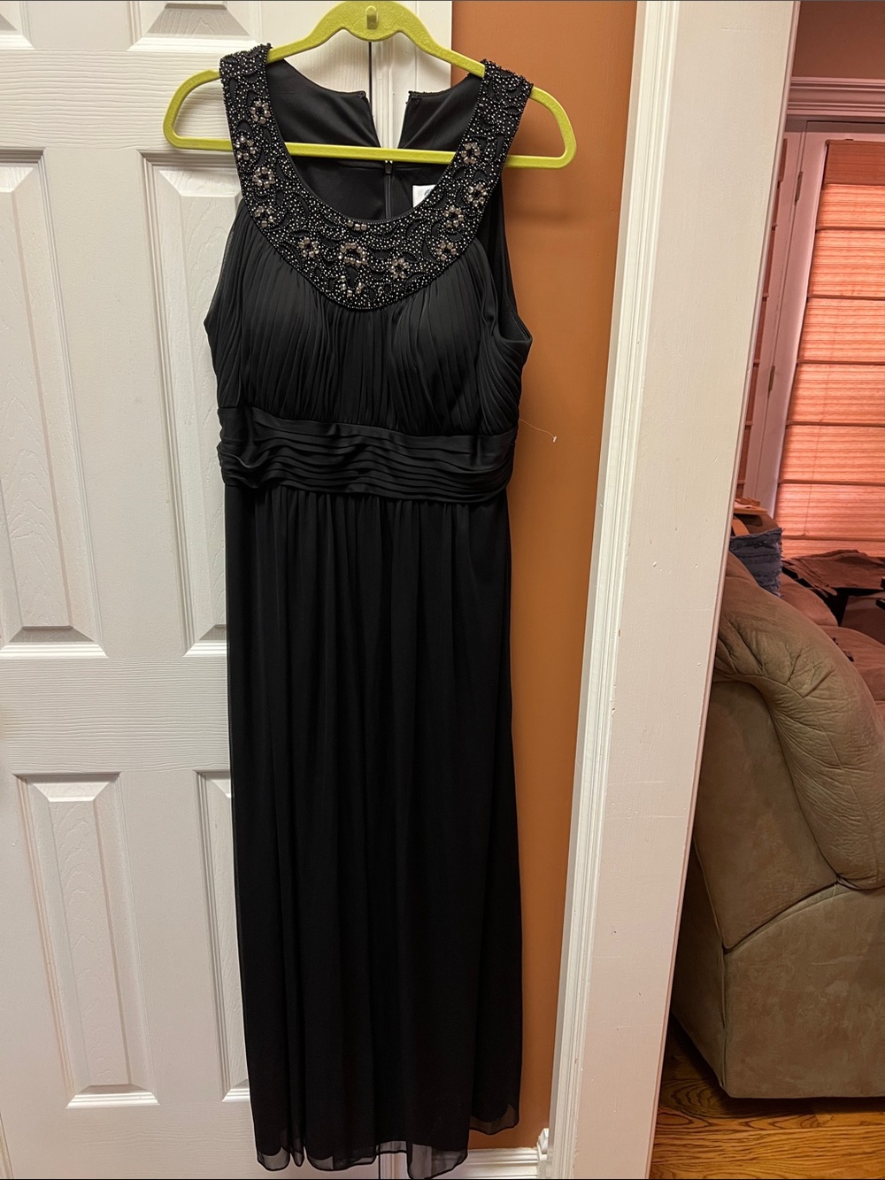 Patra Black Beaded Scoop Neck Maxi Dress